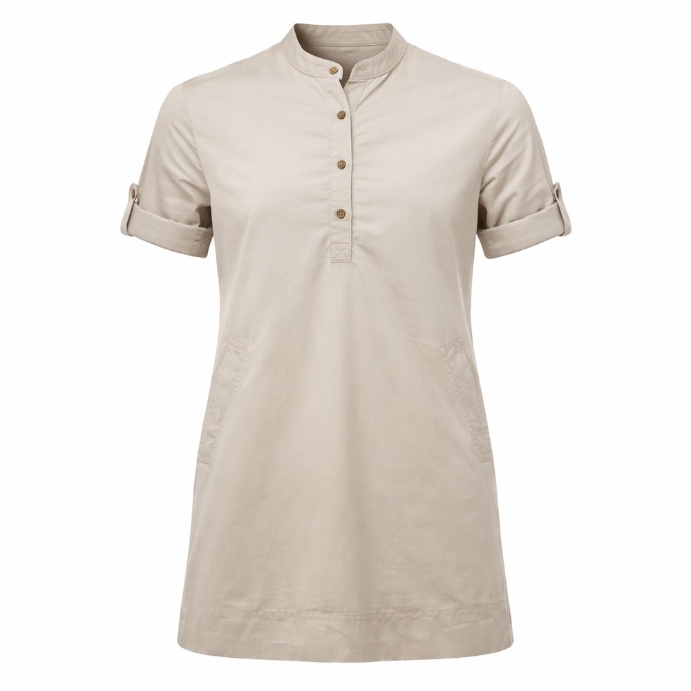 Melissa Masse Made to Measure Khaki Cotton Tunic Dress Large USA 34” Minimalist